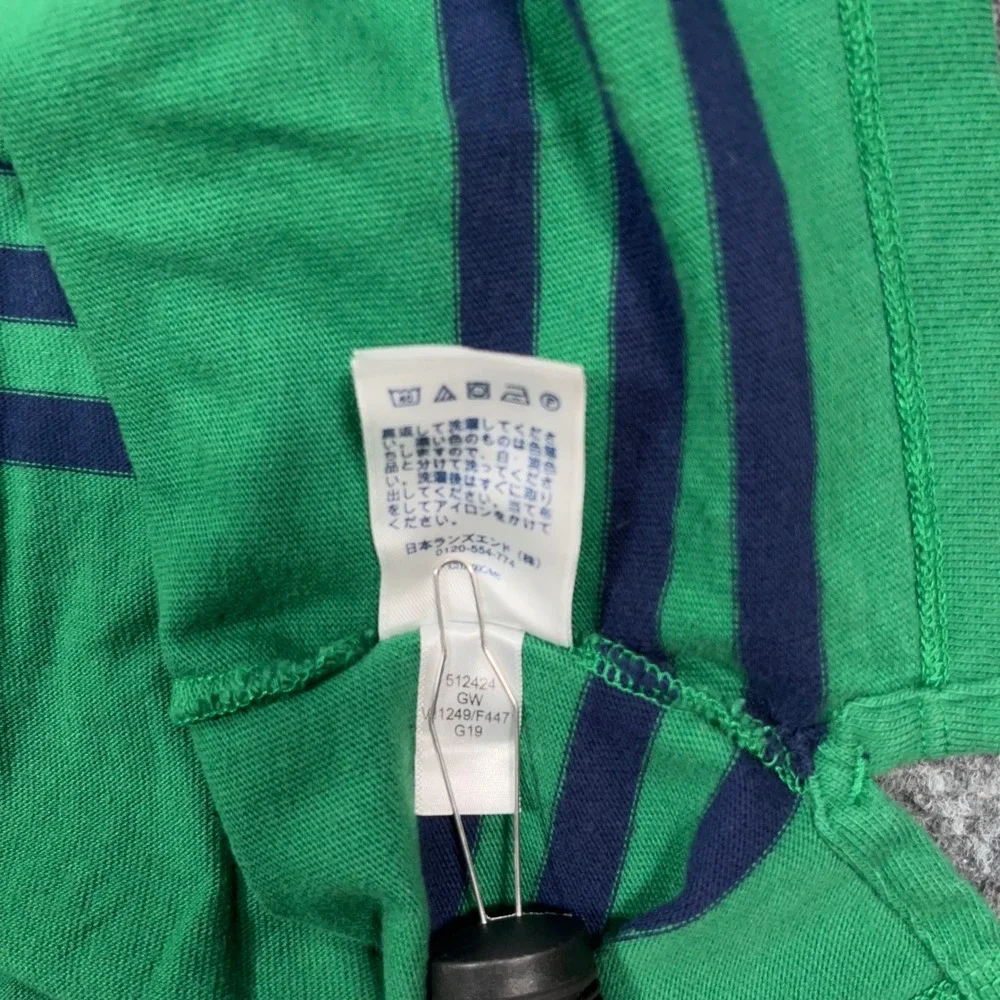 Lands' End Striped‎ Rugby Shirt Boys L 14-16 Long Sleeve Cotton Green Preppy